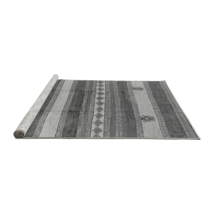 Sideview of Machine Washable Oriental Gray Industrial Rug, wshurb735gry