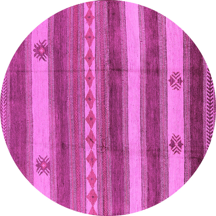 Round Machine Washable Oriental Pink Industrial Rug, wshurb735pnk