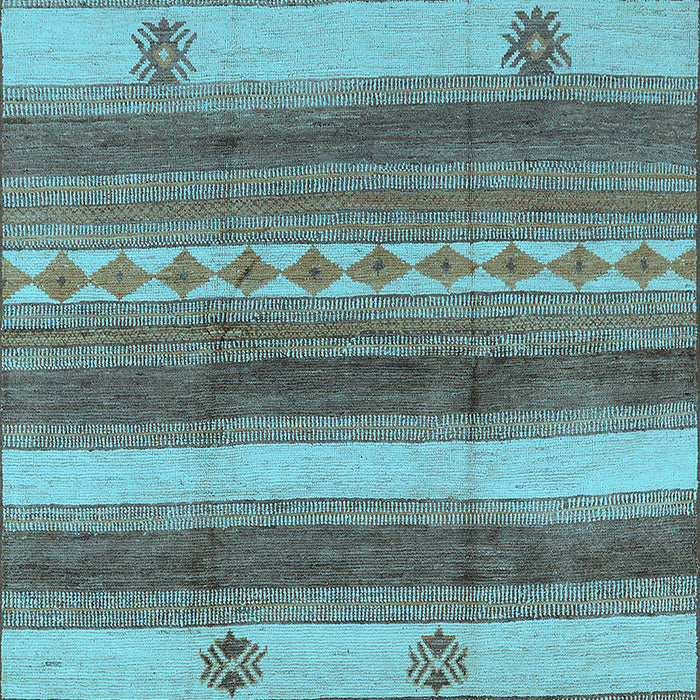 Machine Washable Oriental Light Blue Industrial Rug, wshurb735lblu