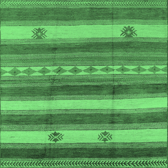 Square Machine Washable Oriental Emerald Green Industrial Area Rugs, wshurb735emgrn