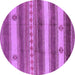 Round Machine Washable Oriental Purple Industrial Area Rugs, wshurb735pur