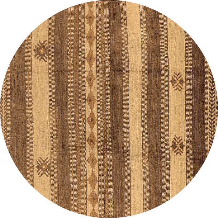 Round Oriental Brown Industrial Rug, urb735brn