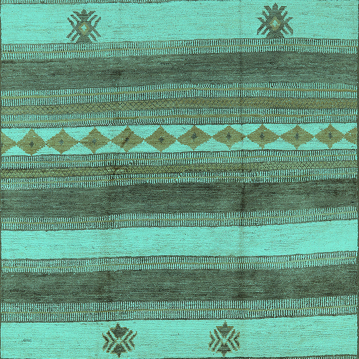 Machine Washable Oriental Turquoise Industrial Area Rugs, wshurb735turq