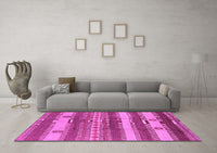 Machine Washable Oriental Pink Industrial Rug, wshurb735pnk