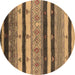 Round Oriental Brown Industrial Rug, urb736brn