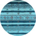 Round Oriental Light Blue Industrial Rug, urb736lblu