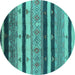 Round Oriental Turquoise Industrial Rug, urb736turq