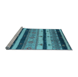 Sideview of Machine Washable Oriental Light Blue Industrial Rug, wshurb736lblu