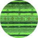 Round Oriental Green Industrial Rug, urb736grn