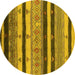 Round Oriental Yellow Industrial Rug, urb736yw