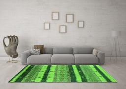 Machine Washable Oriental Green Industrial Area Rugs in a Living Room,, wshurb736grn
