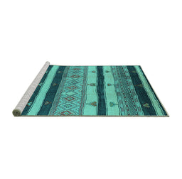 Sideview of Machine Washable Oriental Turquoise Industrial Area Rugs, wshurb736turq