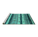 Sideview of Machine Washable Oriental Turquoise Industrial Area Rugs, wshurb736turq