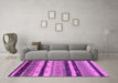 Machine Washable Oriental Pink Industrial Rug in a Living Room, wshurb736pnk