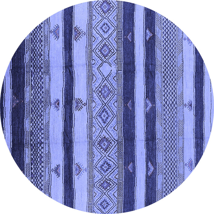 Round Oriental Blue Industrial Rug, urb736blu