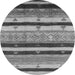 Round Machine Washable Oriental Gray Industrial Rug, wshurb736gry