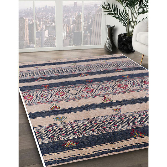 Mid-Century Modern Plum Purple Oriental Rug in Family Room, urb736