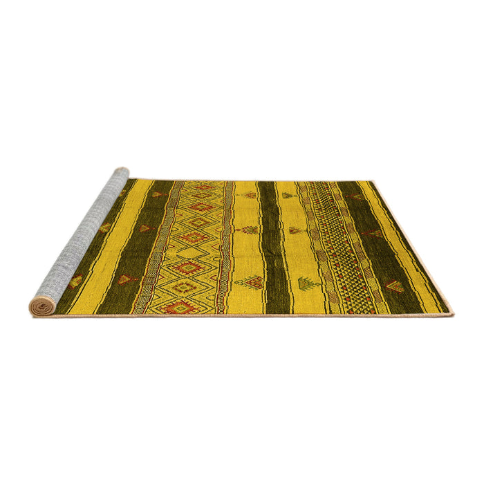 Sideview of Machine Washable Oriental Yellow Industrial Rug, wshurb736yw