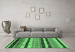 Machine Washable Oriental Emerald Green Industrial Area Rugs in a Living Room,, wshurb736emgrn