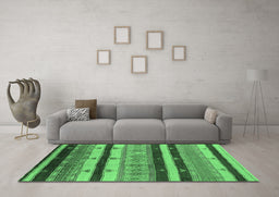 Machine Washable Oriental Emerald Green Industrial Area Rugs in a Living Room,, wshurb736emgrn