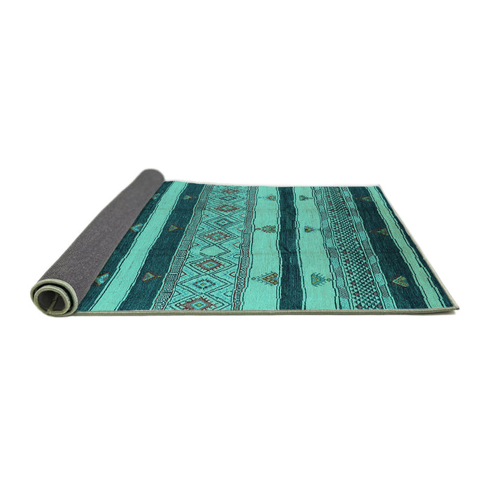Sideview of Oriental Turquoise Industrial Rug, urb736turq