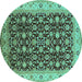 Round Oriental Turquoise Industrial Rug, urb737turq