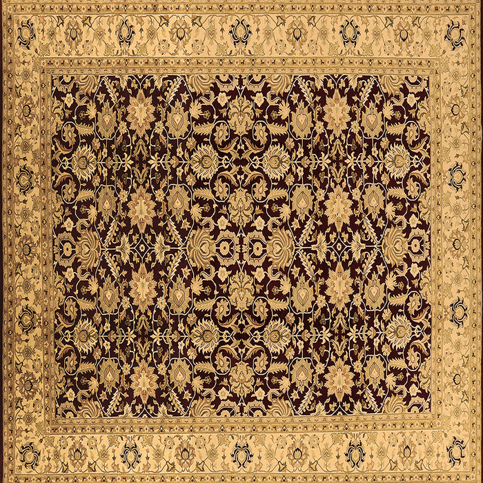 Square Machine Washable Oriental Brown Industrial Rug, wshurb737brn