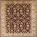 Square Mid-Century Modern Dark Sienna Brown Oriental Rug, urb737