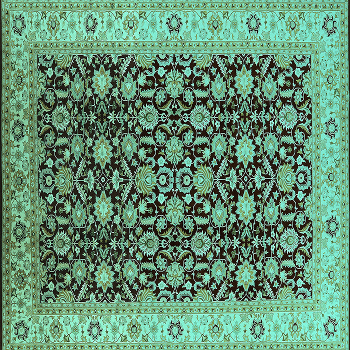 Square Oriental Turquoise Industrial Rug, urb737turq