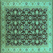 Square Oriental Turquoise Industrial Rug, urb737turq