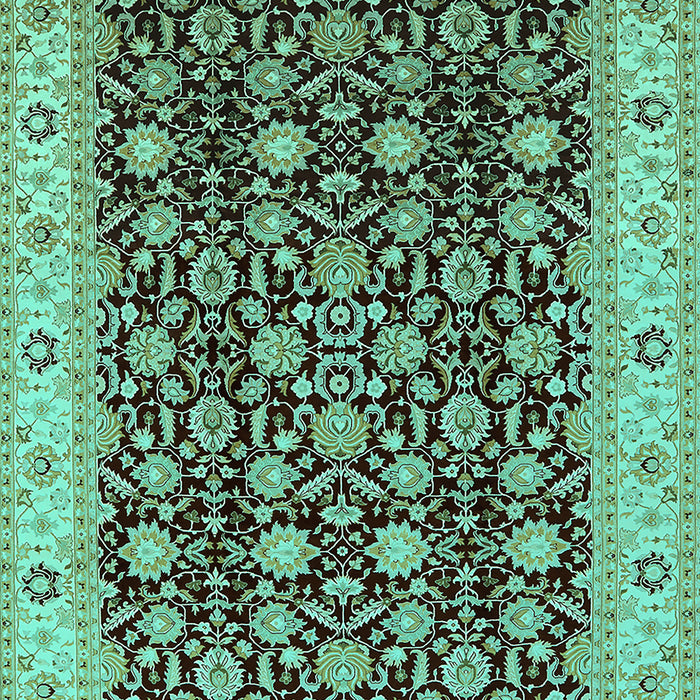 Machine Washable Oriental Turquoise Industrial Area Rugs, wshurb737turq