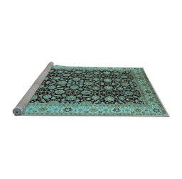 Sideview of Machine Washable Oriental Light Blue Industrial Rug, wshurb737lblu