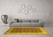 Machine Washable Oriental Yellow Industrial Rug in a Living Room, wshurb737yw