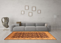 Machine Washable Oriental Orange Industrial Rug, wshurb737org