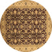 Round Oriental Brown Industrial Rug, urb737brn