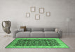 Machine Washable Oriental Emerald Green Industrial Area Rugs in a Living Room,, wshurb737emgrn