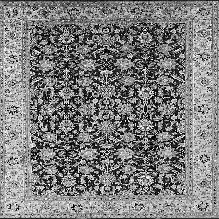 Square Machine Washable Oriental Gray Industrial Rug, wshurb737gry