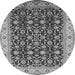 Round Machine Washable Oriental Gray Industrial Rug, wshurb737gry