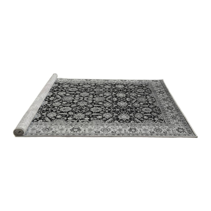 Sideview of Machine Washable Oriental Gray Industrial Rug, wshurb737gry