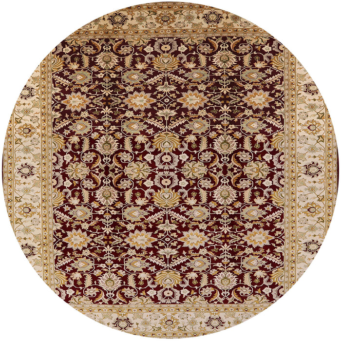 Round Machine Washable Industrial Modern Dark Sienna Brown Rug, wshurb737