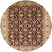 Round Machine Washable Industrial Modern Dark Sienna Brown Rug, wshurb737