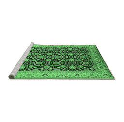 Sideview of Machine Washable Oriental Emerald Green Industrial Area Rugs, wshurb737emgrn