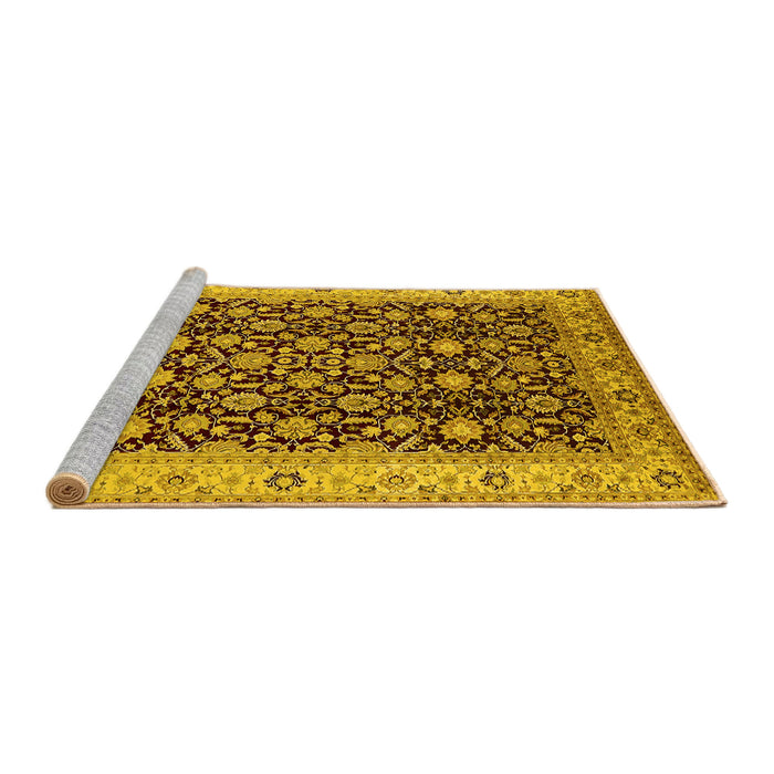 Sideview of Machine Washable Oriental Yellow Industrial Rug, wshurb737yw