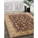 Mid-Century Modern Dark Sienna Brown Oriental Rug in Family Room, urb737