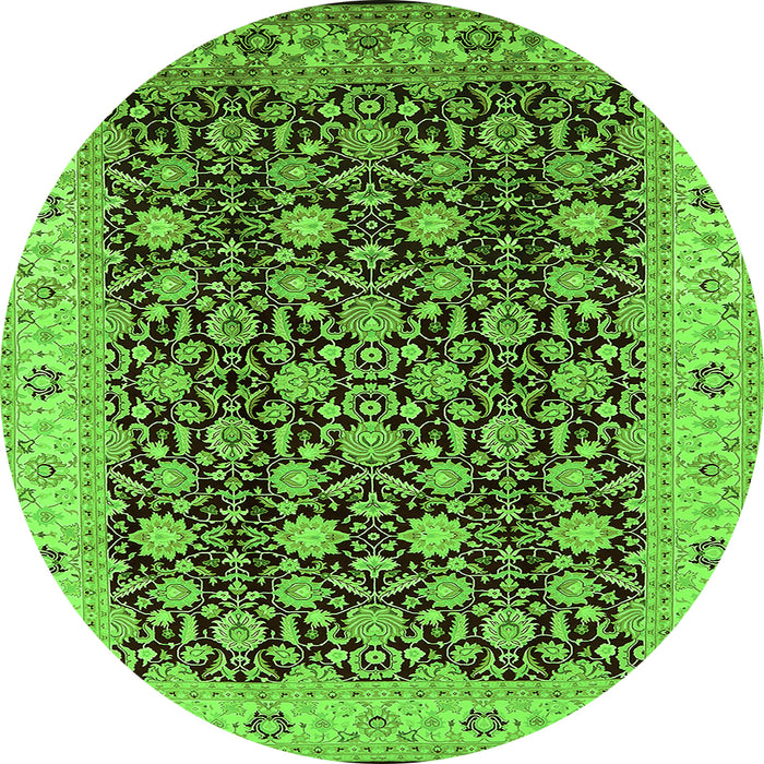 Round Oriental Green Industrial Rug, urb737grn
