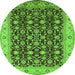 Round Oriental Green Industrial Rug, urb737grn