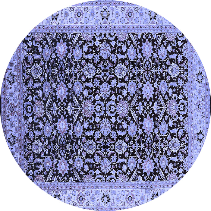 Round Machine Washable Oriental Blue Industrial Rug, wshurb737blu
