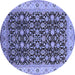 Round Machine Washable Oriental Blue Industrial Rug, wshurb737blu