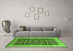 Machine Washable Oriental Green Industrial Area Rugs in a Living Room,, wshurb737grn