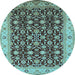 Round Oriental Light Blue Industrial Rug, urb737lblu